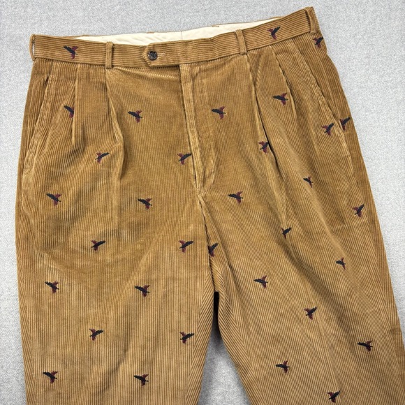 Vtg 90s Brooks Brothers Country Club Corduroy Pants Mens 38x30.5 Brown Pheasants - Picture 1 of 10